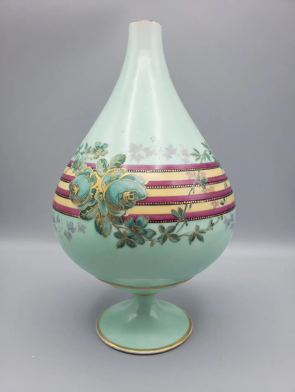 RARE Antique Art Nouveau Porcelain - 18th Century Vase - Floral w/ Gold Gilding